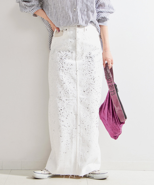 B.C STOCK（ベーセーストック）の「ウォッシャブル / DU JOUR/デュ ジュール LEAN GLITTER JEAN SKIRT（スカート・レディース・ホワイト/ブルー系その他・36/38）」の5枚目の写真