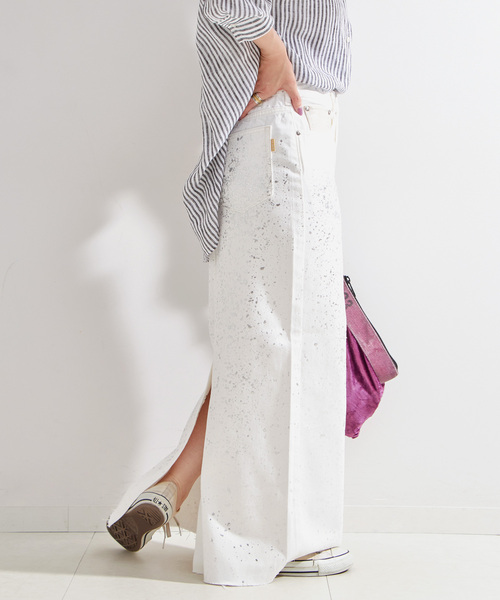 B.C STOCK（ベーセーストック）の「ウォッシャブル / DU JOUR/デュ ジュール LEAN GLITTER JEAN SKIRT（スカート・レディース・ホワイト/ブルー系その他・36/38）」の6枚目の写真