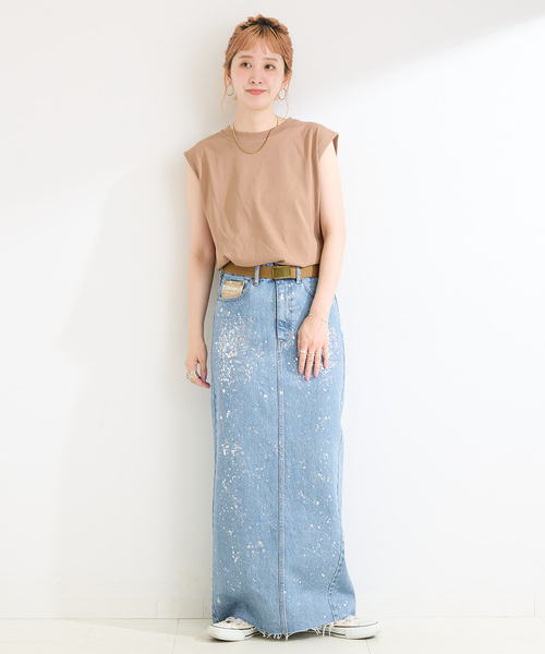 B.C STOCK（ベーセーストック）の「ウォッシャブル / DU JOUR/デュ ジュール LEAN GLITTER JEAN SKIRT（スカート・レディース・ホワイト/ブルー系その他・36/38）」の10枚目の写真
