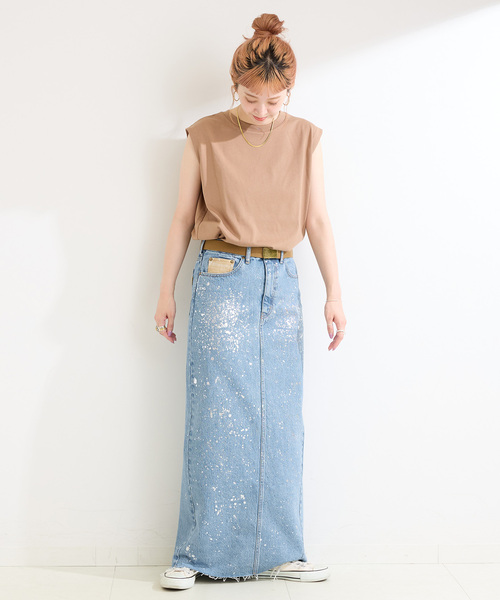 B.C STOCK（ベーセーストック）の「ウォッシャブル / DU JOUR/デュ ジュール LEAN GLITTER JEAN SKIRT（スカート・レディース・ホワイト/ブルー系その他・36/38）」の11枚目の写真