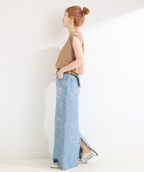 B.C STOCK（ベーセーストック）の「ウォッシャブル / DU JOUR/デュ ジュール LEAN GLITTER JEAN SKIRT（スカート・レディース・ホワイト/ブルー系その他・36/38）」の12枚目の写真