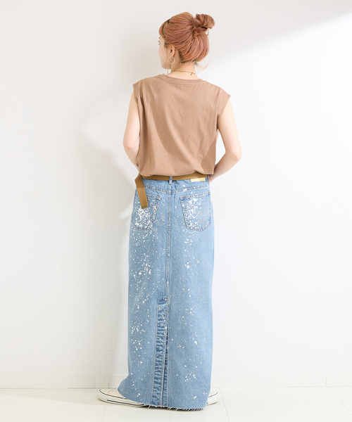 B.C STOCK（ベーセーストック）の「ウォッシャブル / DU JOUR/デュ ジュール LEAN GLITTER JEAN SKIRT（スカート・レディース・ホワイト/ブルー系その他・36/38）」の13枚目の写真