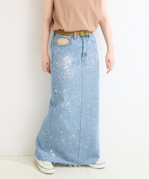 B.C STOCK（ベーセーストック）の「ウォッシャブル / DU JOUR/デュ ジュール LEAN GLITTER JEAN SKIRT（スカート・レディース・ホワイト/ブルー系その他・36/38）」の15枚目の写真