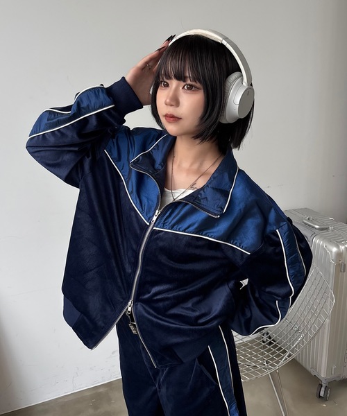 セール】ナイロンベロアトラックジャケット/セットアップ着用可