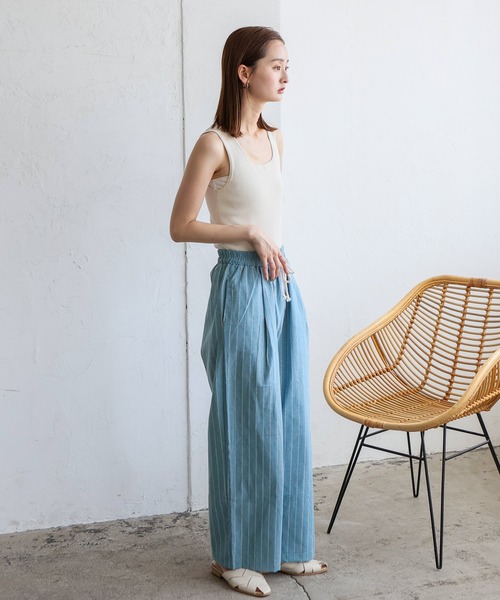 VitaFelice（ヴィータフェリーチェ）の「リネンライクストライプイージーパンツ（その他パンツ・レディース・ブルー/ベージュ/ネイビー・FREE）」の16枚目の写真