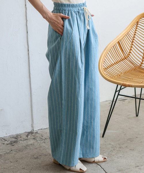 VitaFelice（ヴィータフェリーチェ）の「リネンライクストライプイージーパンツ（その他パンツ・レディース・ブルー/ベージュ/ネイビー・FREE）」の21枚目の写真