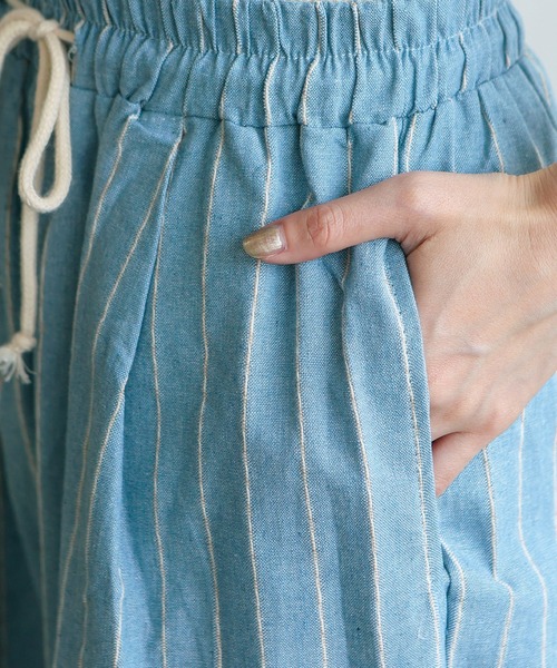 VitaFelice（ヴィータフェリーチェ）の「リネンライクストライプイージーパンツ（その他パンツ・レディース・ブルー/ベージュ/ネイビー・FREE）」の10枚目の写真