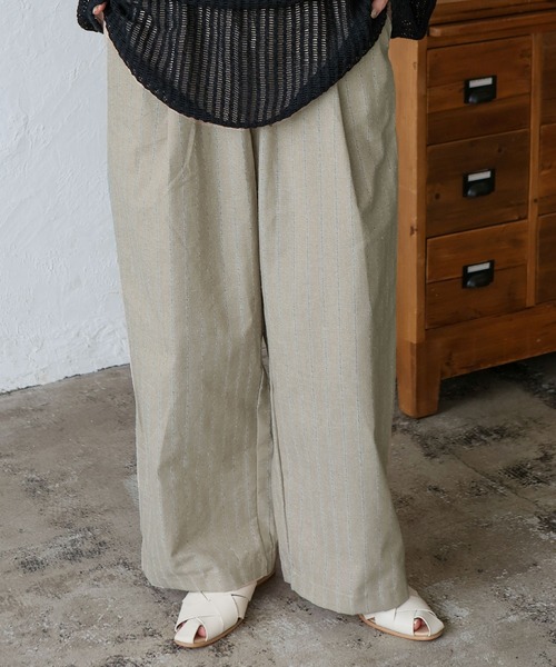 VitaFelice（ヴィータフェリーチェ）の「リネンライクストライプイージーパンツ（その他パンツ・レディース・ブルー/ベージュ/ネイビー・FREE）」の5枚目の写真