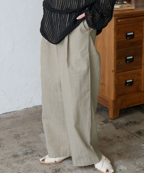 VitaFelice（ヴィータフェリーチェ）の「リネンライクストライプイージーパンツ（その他パンツ・レディース・ブルー/ベージュ/ネイビー・FREE）」の6枚目の写真