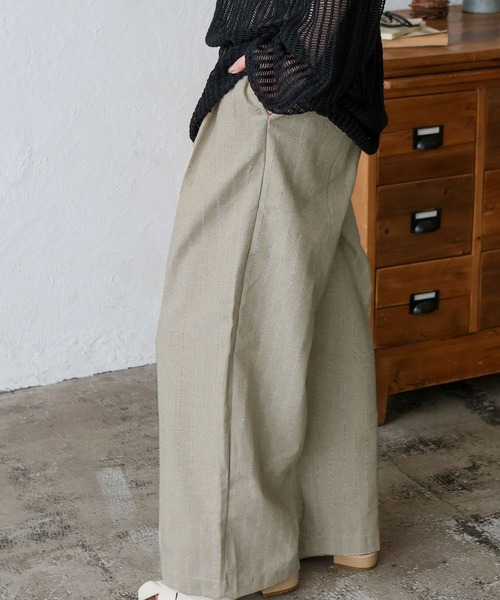 VitaFelice（ヴィータフェリーチェ）の「リネンライクストライプイージーパンツ（その他パンツ・レディース・ブルー/ベージュ/ネイビー・FREE）」の7枚目の写真