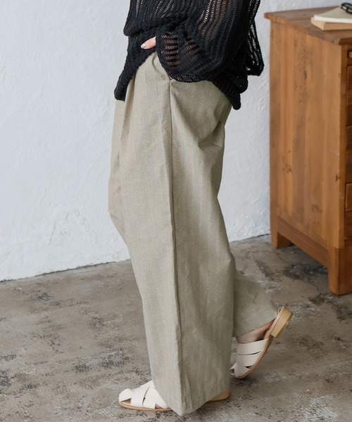 VitaFelice（ヴィータフェリーチェ）の「リネンライクストライプイージーパンツ（その他パンツ・レディース・ブルー/ベージュ/ネイビー・FREE）」の8枚目の写真