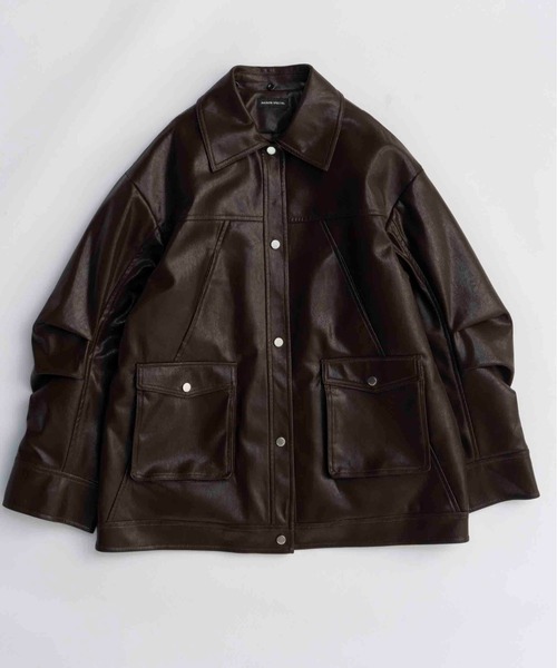 Fur Collar Vegan Leather Middle Blouson/ファーカラーヴィーガン