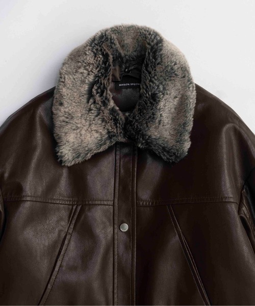 Fur Collar Vegan Leather Middle Blouson/ファーカラーヴィーガン