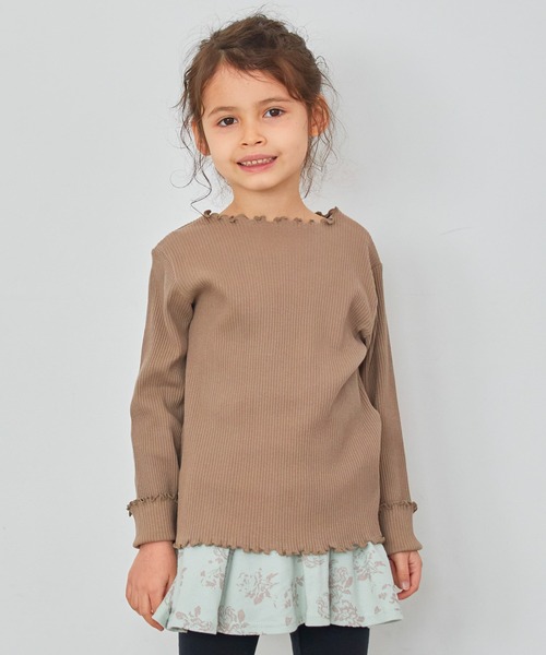 ever closet（エバークローゼット）の「クルーネック リブトップス（Tシャツ/カットソー・キッズ・ホワイト系その他/ブラック/ベージュ系その他5/ブラック系その他/グリーン系その他/ラベンダー/ミント/ピンク/ホワイト/ブラウン/イエロー系その他/ブルー系その他5/グレー・90cm/150cm/130cm/100cm/120cm/110cm/140cm/80ｃｍ/160cm）」の6枚目の写真