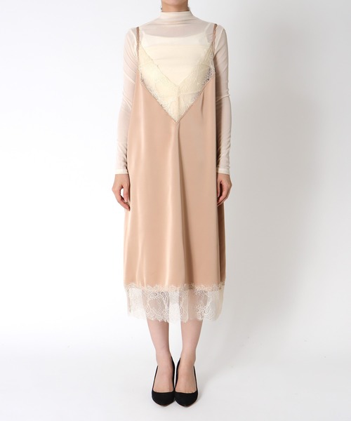 Three Four Time(スリーフォータイム)の「サテンレースキャミワンピース(ワンピース・レディース・ブラック・FREE)」の8枚目の写真