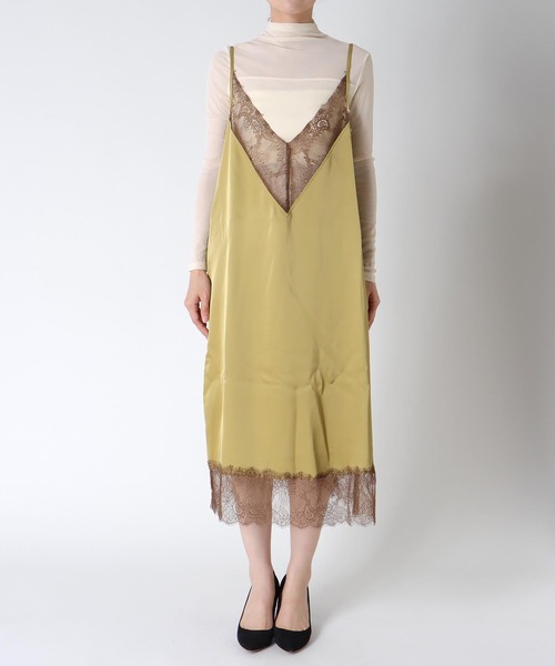 Three Four Time(スリーフォータイム)の「サテンレースキャミワンピース(ワンピース・レディース・ブラック・FREE)」の10枚目の写真