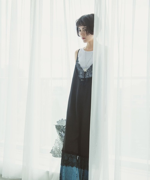 Three Four Time(スリーフォータイム)の「サテンレースキャミワンピース(ワンピース・レディース・ブラック・FREE)」の20枚目の写真