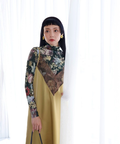 Three Four Time(スリーフォータイム)の「サテンレースキャミワンピース(ワンピース・レディース・ブラック・FREE)」の4枚目の写真