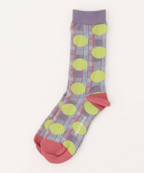 FRAPBOIS(フラボア)の「チェックオンドットソックス(ソックス/靴下・レディース・ブラック/パープル/レッド・FREE)」の4枚目の写真