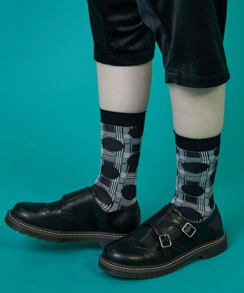 FRAPBOIS(フラボア)の「チェックオンドットソックス(ソックス/靴下・レディース・ブラック/パープル/レッド・FREE)」の14枚目の写真