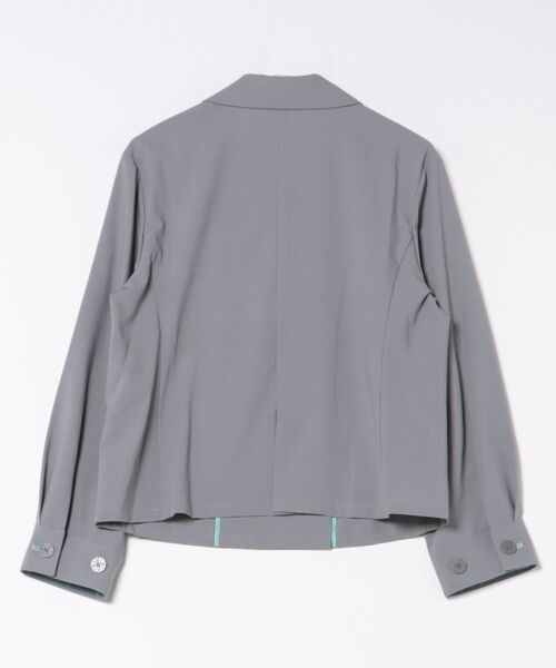 Q（キュー）の「ダブルブレストバイカラージャケット（テーラードジャケット・レディース・ブラウン/グレー・MEDIUM）」の5枚目の写真