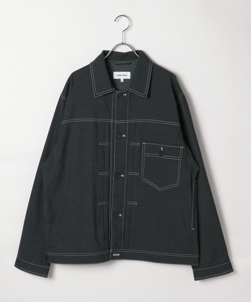 80's ITALY製 珍品 ワイド 短丈 デニムトラッカージャケット クリーンデニム/トラッカージャケット/CLEAN MODE/575819（デニム