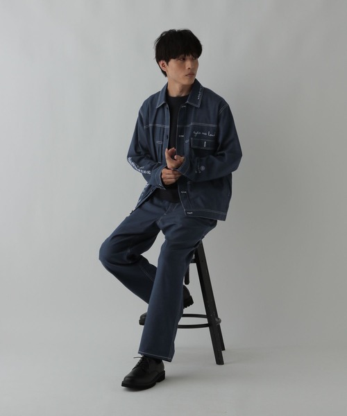 シーバイクロエ　国内正規品　中綿　ノーカラー　デニムブルゾン　ゆったり　秋冬 シーバイクロエ 国内正規品 中綿 ノーカラー デニムブルゾン ゆったり