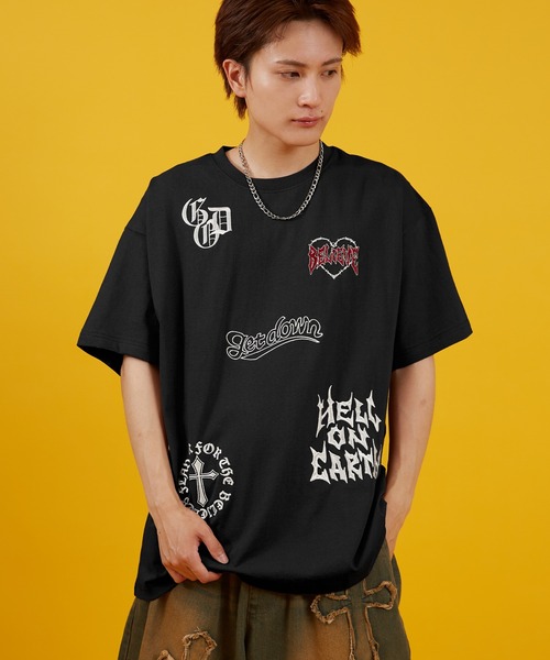 improves(インプローブス)の「天竺 ロゴ刺しゅう 半袖Tシャツ(Tシャツ/カットソー・メンズ・ブラウン/ブラック/ホワイト・MEDIUM/LARGE)」の2枚目の写真