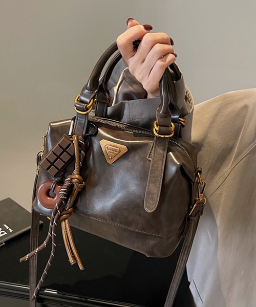 c.u.l（シーユーエル）の「じゃらじゃら キーホルダー チャーム付き ショルダーミニボストンバッグ cula1248（ショルダーバッグ・レディース・ブラック/ブラウン・FREE）」の9枚目の写真