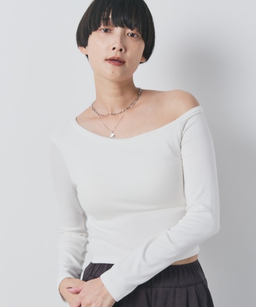 bita.（ビタ）の「ワンショルダーカップ付きロンＴ（Tシャツ/カットソー・レディース・ベージュ/ブラック/ホワイト/ブルー・FREE）」の13枚目の写真