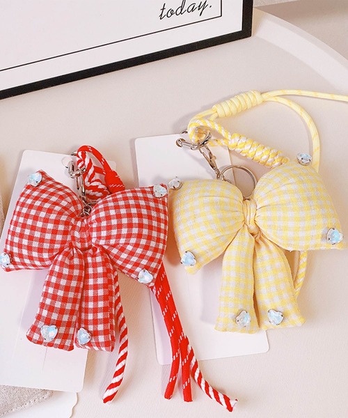 セール】チェックリボンバッグチャーム（キーホルダー）｜HOOK（フック