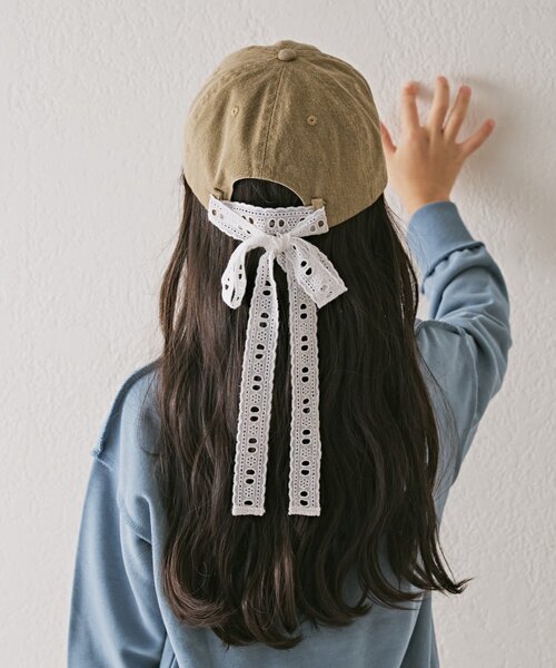 CIAOPANIC TYPY(チャオパニックティピー)の「【KIDS】コットンレース紐ピグメント加工TIMEロゴCAP(ハット・キッズ・チャコールグレー/グリーン/ベージュ・ONE SIZE)」の3枚目の写真