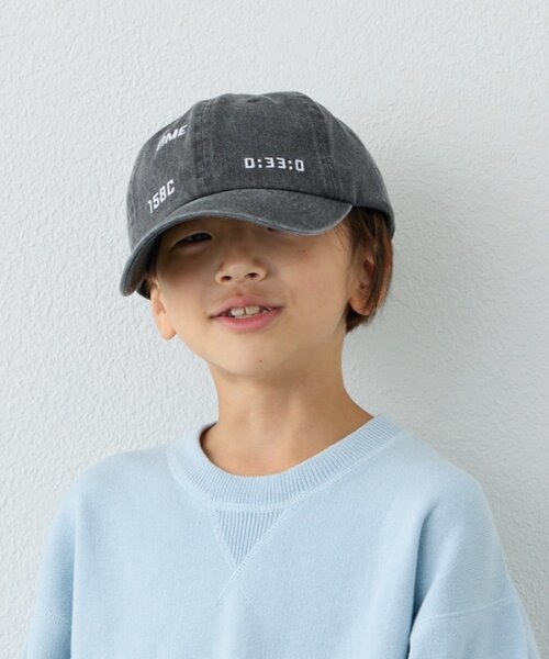 CIAOPANIC TYPY(チャオパニックティピー)の「【KIDS】コットンレース紐ピグメント加工TIMEロゴCAP(ハット・キッズ・チャコールグレー/グリーン/ベージュ・ONE SIZE)」の4枚目の写真