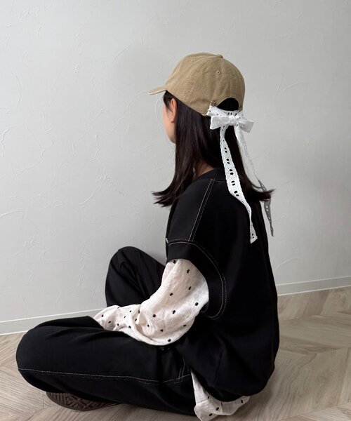 CIAOPANIC TYPY(チャオパニックティピー)の「【KIDS】コットンレース紐ピグメント加工TIMEロゴCAP(ハット・キッズ・チャコールグレー/グリーン/ベージュ・ONE SIZE)」の11枚目の写真