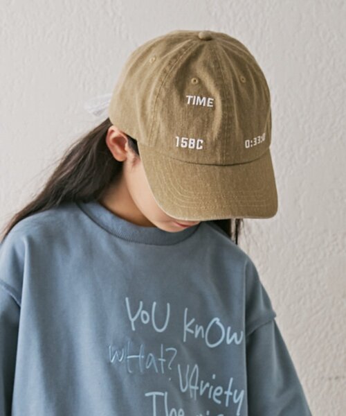 CIAOPANIC TYPY(チャオパニックティピー)の「【KIDS】コットンレース紐ピグメント加工TIMEロゴCAP(ハット・キッズ・チャコールグレー/グリーン/ベージュ・ONE SIZE)」の19枚目の写真