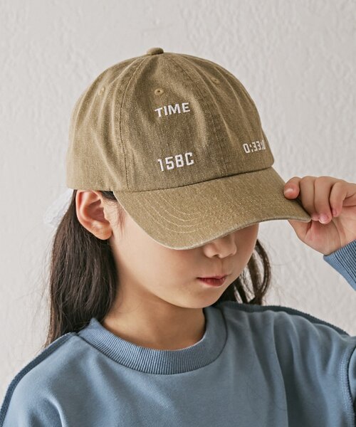 CIAOPANIC TYPY(チャオパニックティピー)の「【KIDS】コットンレース紐ピグメント加工TIMEロゴCAP(ハット・キッズ・チャコールグレー/グリーン/ベージュ・ONE SIZE)」の17枚目の写真