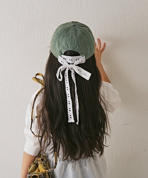CIAOPANIC TYPY(チャオパニックティピー)の「【KIDS】コットンレース紐ピグメント加工TIMEロゴCAP(ハット・キッズ・チャコールグレー/グリーン/ベージュ・ONE SIZE)」の6枚目の写真