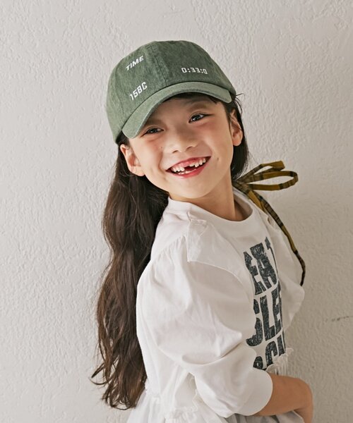 CIAOPANIC TYPY(チャオパニックティピー)の「【KIDS】コットンレース紐ピグメント加工TIMEロゴCAP(ハット・キッズ・チャコールグレー/グリーン/ベージュ・ONE SIZE)」の16枚目の写真