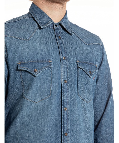 REPLAY（リプレイ）の「ウエスタンデニムシャツ（シャツ/ブラウス・メンズ・ブルー・LARGE/MEDIUM/SMALL）」の6枚目の写真