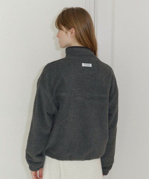 GIUNON（ジウノン）の「drawstring fleece zip-up jacket / ドロストフリースジップアップジャケット（ブルゾン・レディース・ネイビー/グレー・FREE）」の20枚目の写真