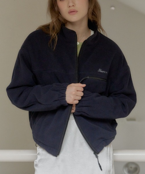 drawstring fleece zip-up jacket / ドロストフリースジップアップ