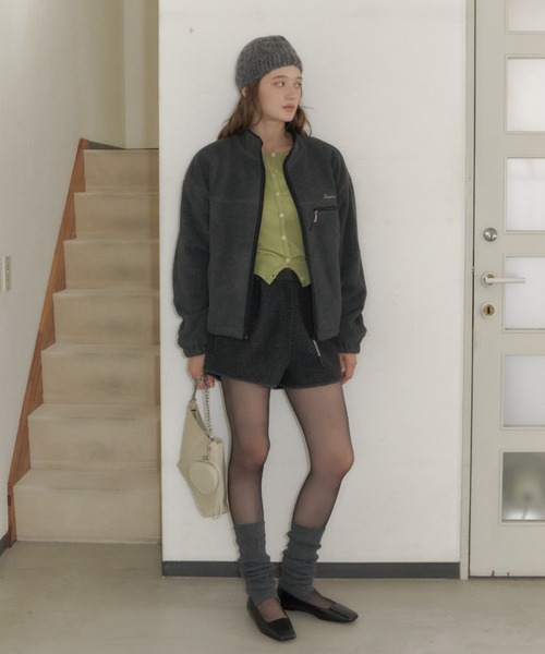 ジャケット・アウター GIUNON drawstring fleece zip-up jacket GIUNON ブルゾン アウター drawstring fleece zip-up jacket