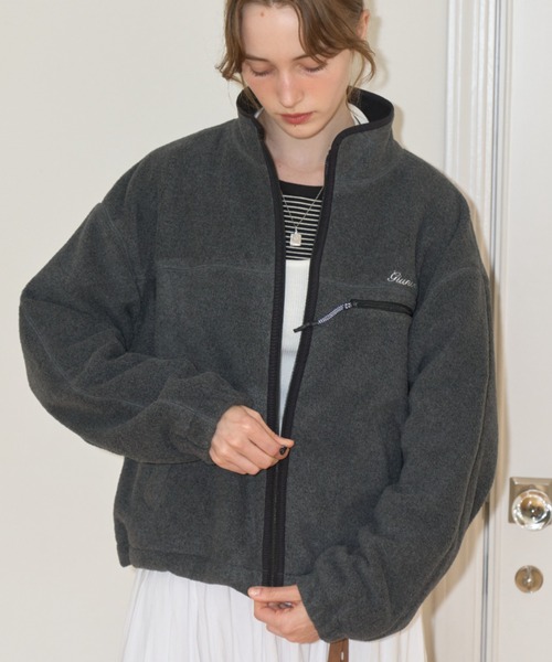 drawstring fleece zip-up jacket / ドロストフリースジップアップ