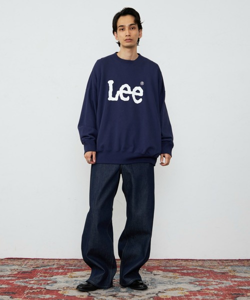 Lee（リー）の「Lee/リー SUPERSIZED スウェット ビッグシルエット/長袖/ゆったりスウェット/だぼ感スウェット/メンズライク（スウェット・メンズ・ネイビー/グレー・FREE）」の8枚目の写真