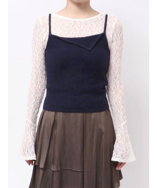 LAGUNAMOON（ラグナムーン）の「CHNラクーンニットキャミソール ビスチェ レイヤードトップス（キャミソール・レディース・ネイビー/ベージュ/ピンク・FREE）」の15枚目の写真