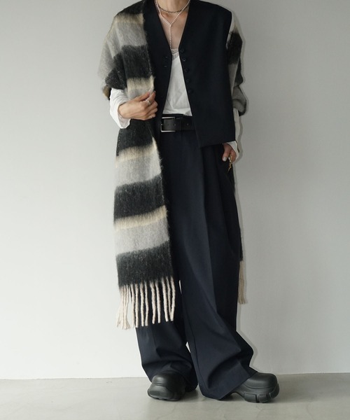 モヘアタッチ ロングマフラー cha25a009-ファッション通販サイト