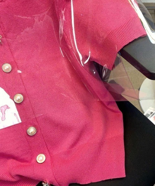 Vini（ヴィニ）の「【Vini】リボン × パール ボタン 半袖 カーディガン（カーディガン/ボレロ・レディース・ピンク・FREE）」の8枚目の写真