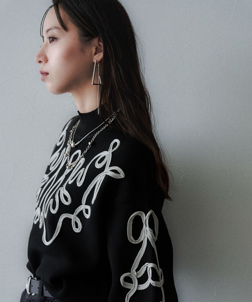 HARE（ハレ）の「コードシシュウニットプルオーバー(HARE)（ニット/セーター・レディース・ブラック/グリーン・FREE）」の11枚目の写真