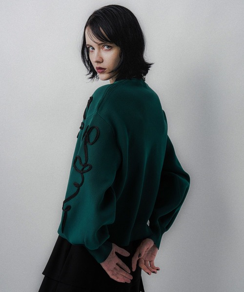 HARE（ハレ）の「コードシシュウニットプルオーバー(HARE)（ニット/セーター・レディース・ブラック/グリーン・FREE）」の13枚目の写真