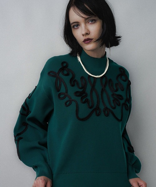 HARE（ハレ）の「コードシシュウニットプルオーバー(HARE)（ニット/セーター・レディース・ブラック/グリーン・FREE）」の14枚目の写真